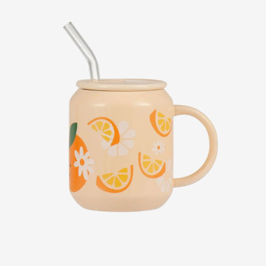 Valcla Portable Glass Kettle Straw Cup Mug Pink